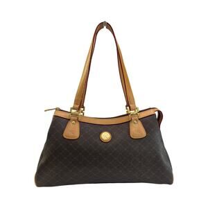 Rioni Moda Italia Monogram Shoulder Bag Brown Canvas Leather Trim Purse NWOT